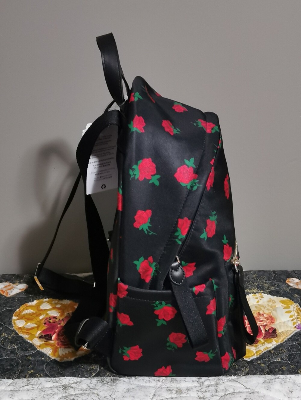 kate spade Black Backpack with Red Rose Print - Picture 4 of 16